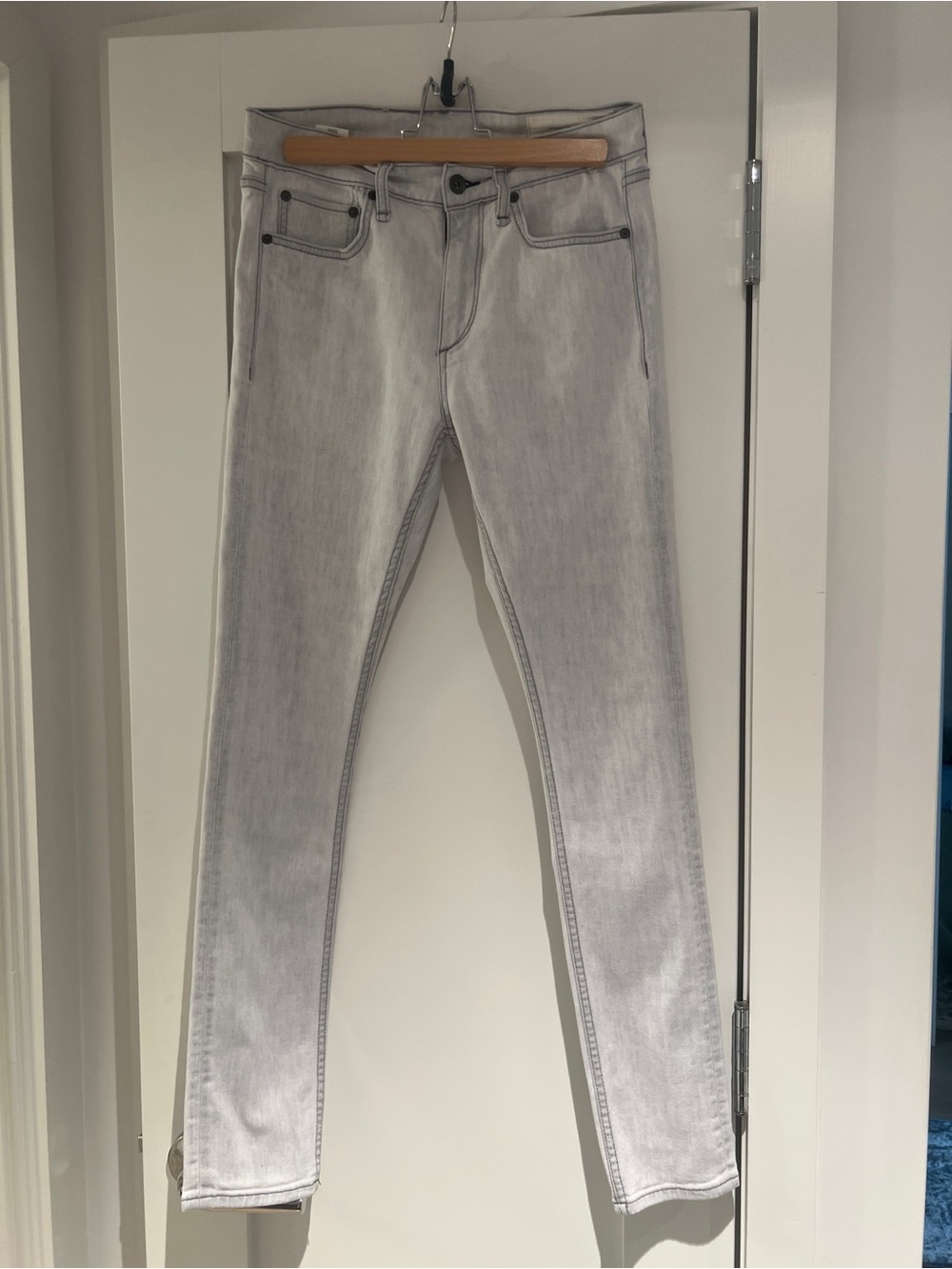 Rag & Bone Fit 1 Skinny Jeans - Men’s Size 29x32 - Light Gray "Cheviot" Wash